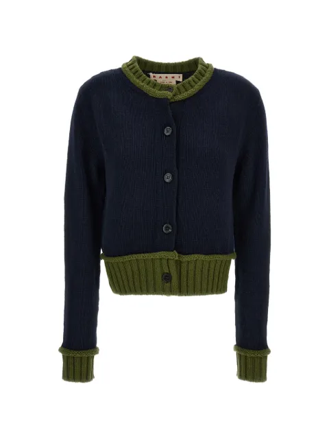Marni ribbed-trim cardigan Blue CDMD0457Q0UFH603
