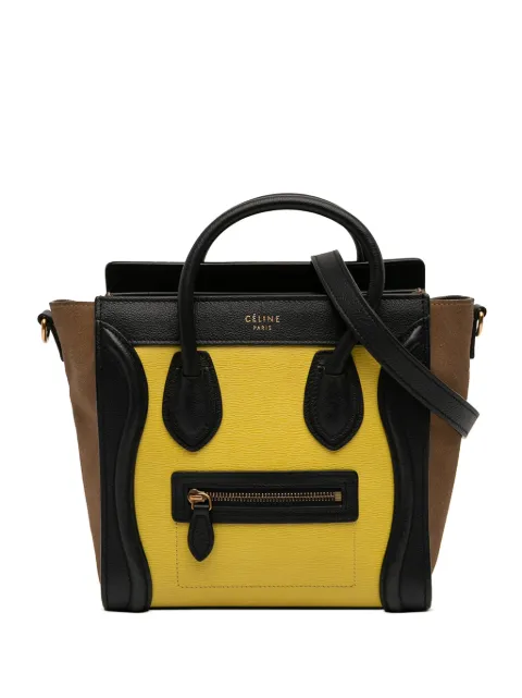 Celine Pre-Owned 2014 Nano Tricolor Calfskin and Suede Luggage Tote satchel Yellow SMJ7ZJAMNE0DFJQE
