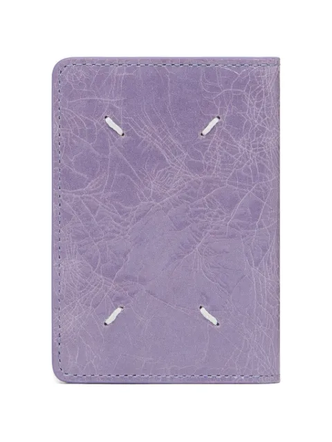 Maison Margiela Four Stitches crackled-effect card holder Purple SA1VX0011P9227
