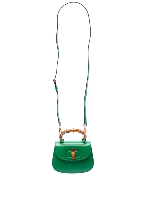 Gucci Pre-Owned 2016-2026 Mini Calfskin 1947 Bamboo Top Handle Bag satchel Green 5QUEXQO6T87R3O4O
