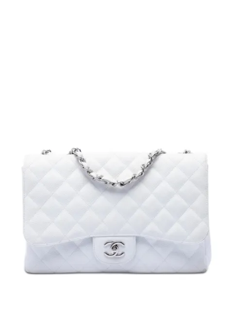 CHANEL Pre-Owned 2009-2010 Jumbo Classic Caviar Single Flap shoulder bag White 0Q92VHSOPVMNGIFH