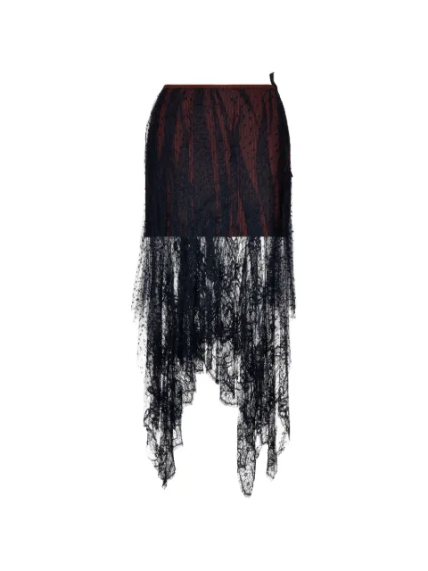 Maison Margiela creased lace-overlay midi skirt Black S51ME0064MTN175