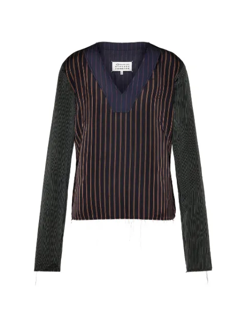 Maison Margiela patchwork pinstripe-pattern top Brown S51NH0010MTN187