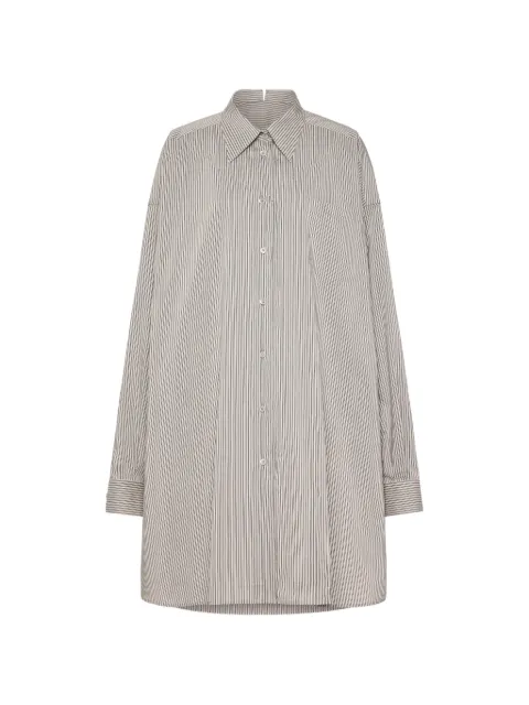 Maison Margiela fold collar pinstriped shirt Brown S51DT0037M35751