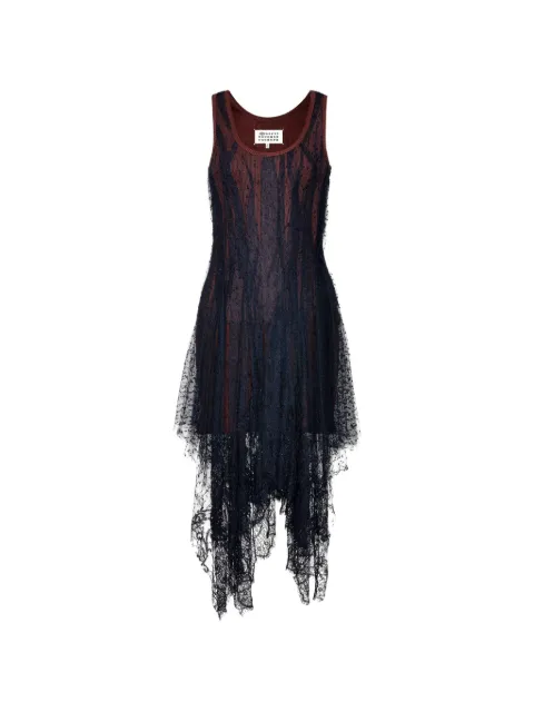 Maison Margiela creased lace-overlay dress Blue S51DD0069MTN175