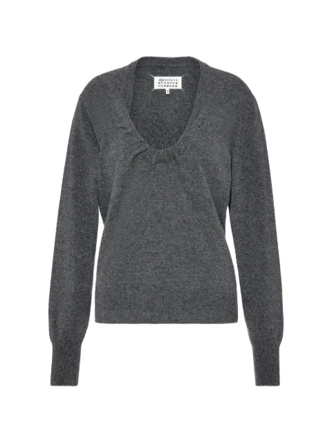 Maison Margiela gathered V-neck jumper Grey S51HL0055M13302