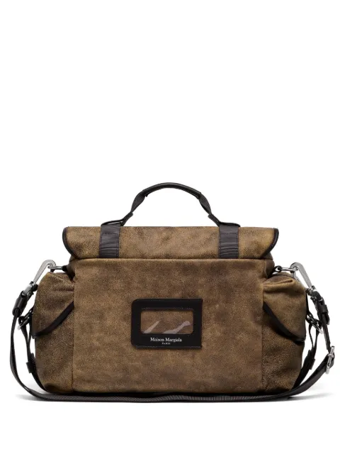 Maison Margiela High Tech crackle-leather tote bag Brown SB2WG0026P8993