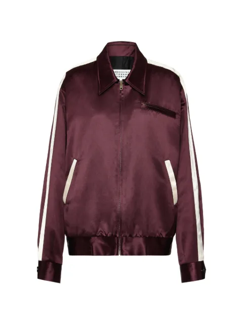 Maison Margiela stripe-detail satin bomber jacket Purple S51AM0521S38827