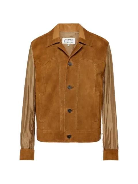 Maison Margiela suede bomber jacket Brown S51AM0525M07034
