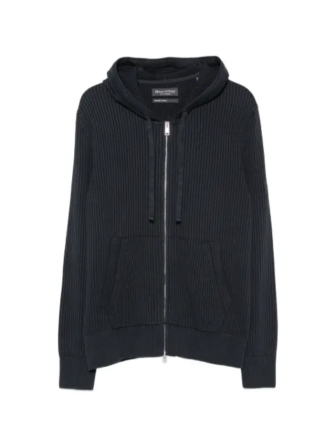 Marc O'Polo ribbed-knit drawstring hoodie Blue MPO5000012743