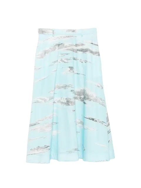 Moschino cloud-print cotton midi skirt Blue J01185551