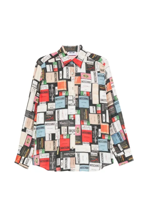 Moschino logo-print silk shirt Black A02215562