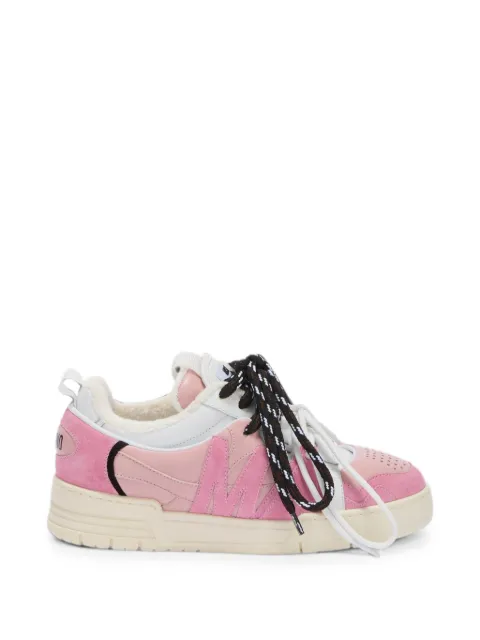 Moschino logo-patch panelled sneakers Pink MA15304G1PMAB
