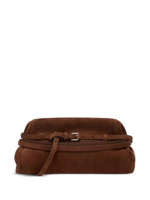 Moschino belted suede clutch bag Brown MC4049PP1POF0
