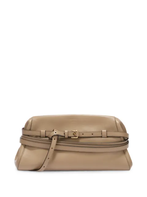 Moschino buckle-detail leather clutch bag Neutrals MC4018PP1POA0