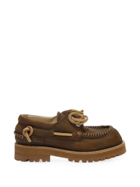 Moschino whipstitch-trim lace-up loafers Brown MA10354G1PMG5