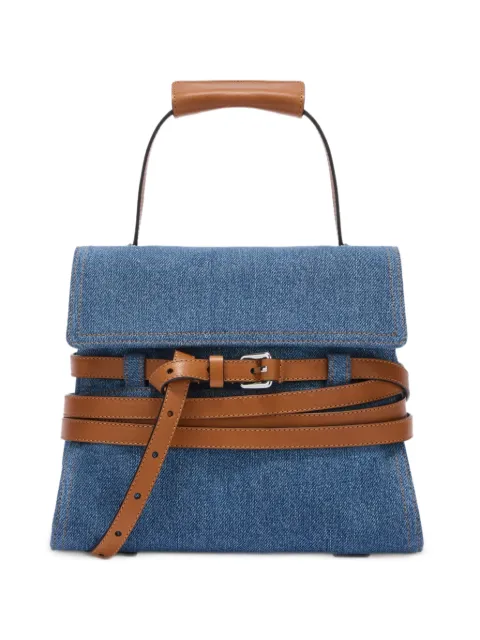 Moschino belt-detail denim shoulder bag Blue MC4038PP1POO1