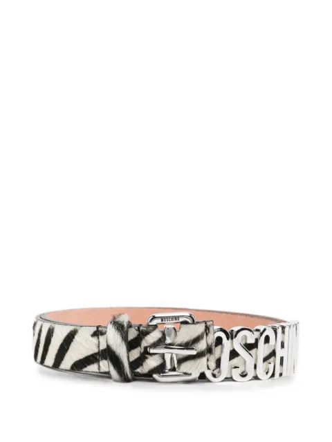 Moschino logo-lettering zebra-print belt White MC6026PP1POE2