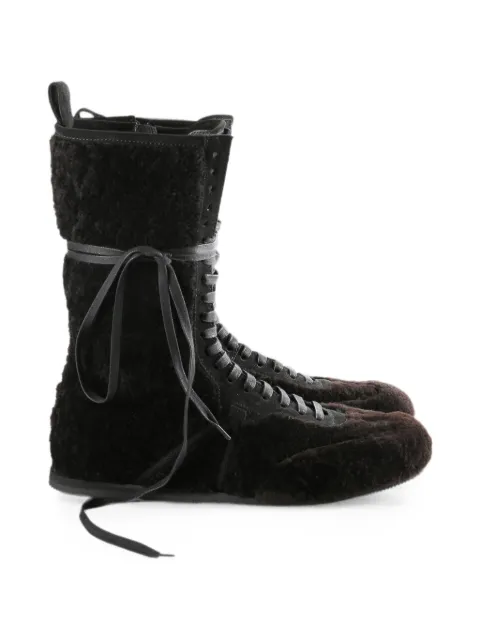 Ann Demeulemeester Fides shearling lace-up hi-top sneakers Brown 2502WN34FR008