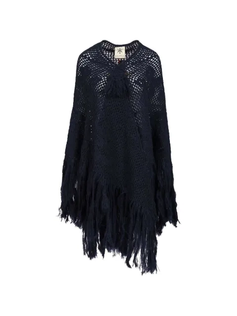 Chiara Is Coperta Peonia fringed crochet scarf Blue SCOP003WMPASE