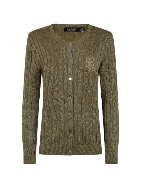 Lauren Ralph Lauren cable-knit logo-embroidered cardigan Green 100095484
