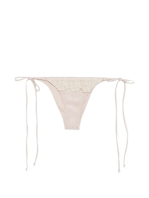 Frankies Bikinis Mackenzie crochet-trim side-tie bikini bottoms Neutrals 11171SA
