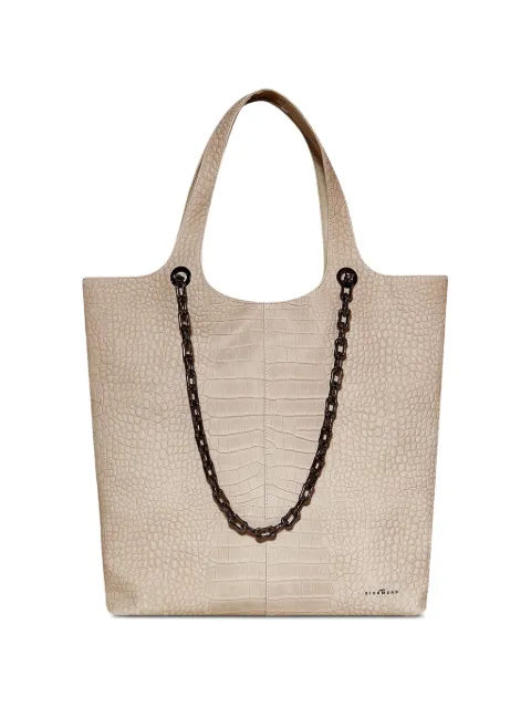 John Richmond chain-detail crocodile-effect tote bag Neutrals RWP26219BO