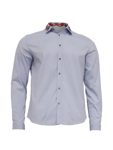 Gucci Pre-Owned Kingsnake embroidered shirt Blue RFCPUUSCL740608M