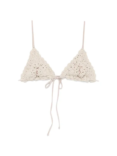 Frankies Bikinis Elena crochet-knit triangle bikini top Neutrals 10570CH