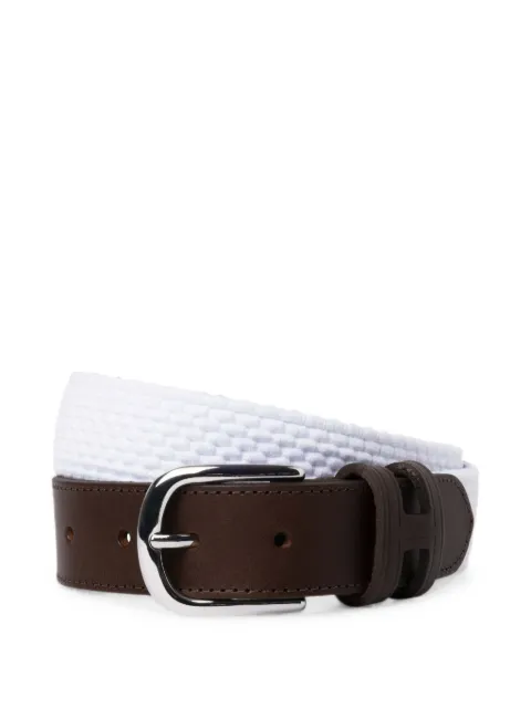 Hackett London Parachute braided leather-trim belt White HM413225
