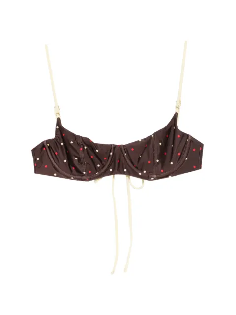 Frankies Bikinis Cola polka-dot underwired bikini top Brown 10471SA