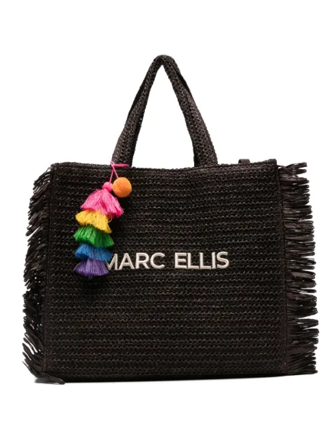 Marc Ellis large Buby S. Claire fringe-trimmed logo-embroidered tote bag Brown BUBYSCLAIREL