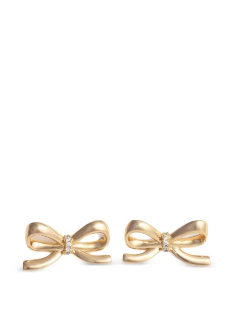 Self-Portrait crystal-embellished bow earrings Gold AW25606EAGD