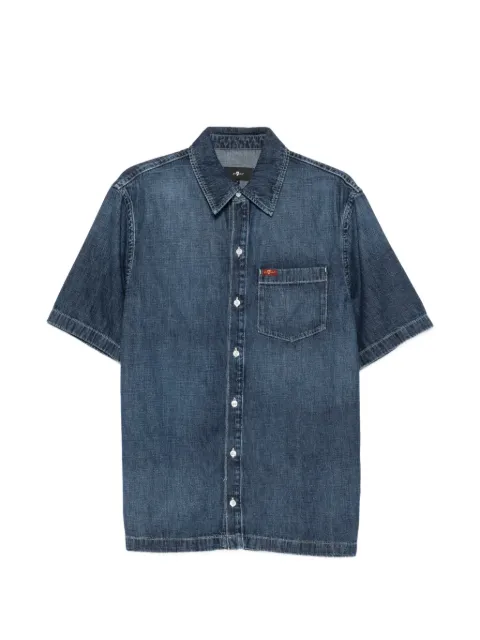7 For All Mankind short-sleeve chest-pocket shirt Blue 7T1R0H08