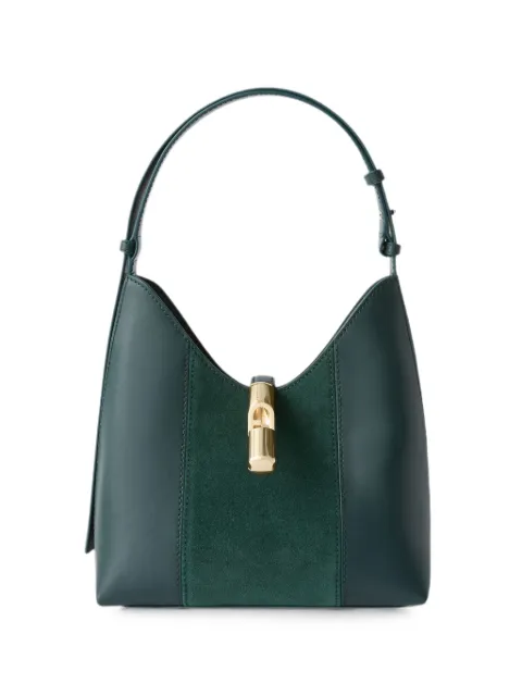 Furla suede-panel leather shoulder bag S Green WB01979BX31581007