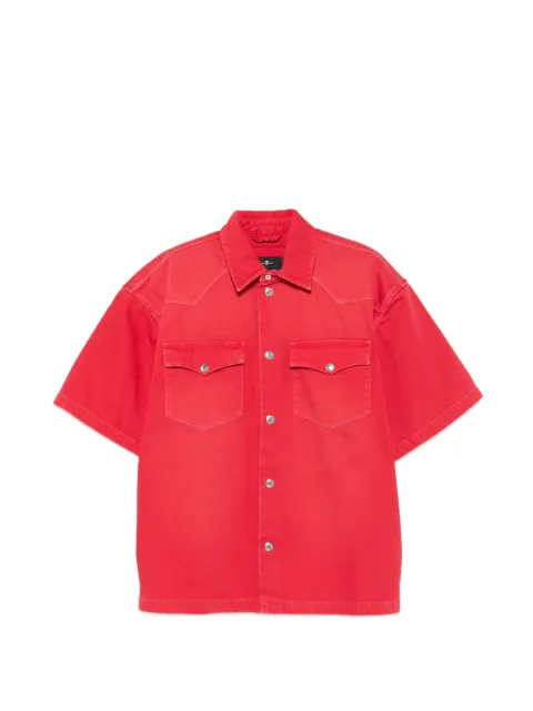 7 For All Mankind logo-patch short-sleeve overshirt Red 7T6S0H11