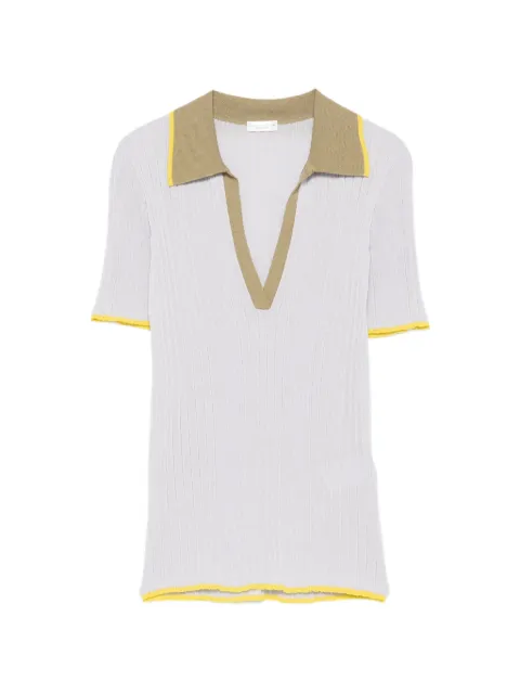 Roberto Collina ribbed-knit polo-collar T-shirt Purple 261FXA28024