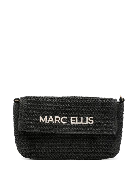 Marc Ellis logo-embroidered woven cross body bag Black BUBYANTIGUAP