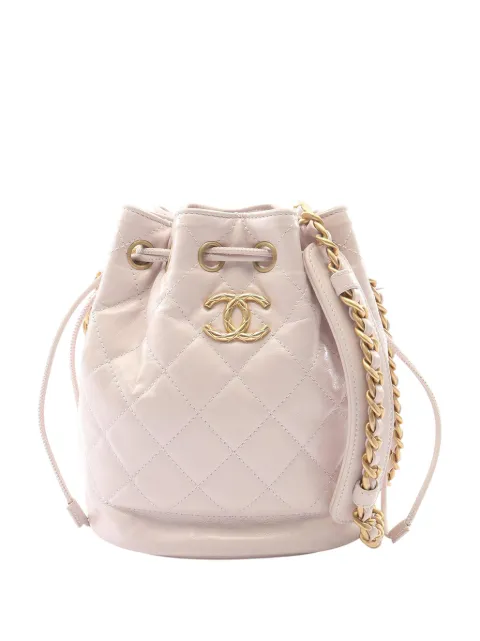 CHANEL Pre-Owned 2021-2026 CC Quilted Calfskin Drawstring bucket bag Pink HPUJWOUBR7USFZCU