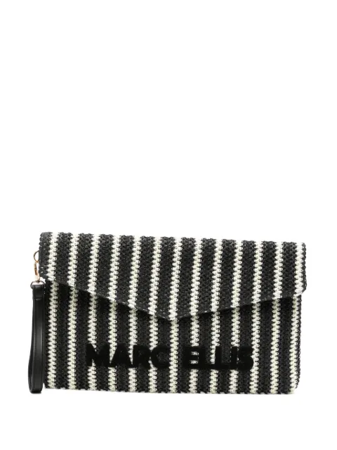 Marc Ellis striped logo-patch clutch bag Black BUBYEIVISSAC