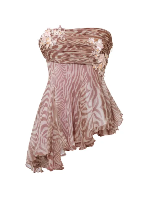 Stolen Stores zebra-print floral-appliqué tube top Brown 020304089000BROWNZEBRAP