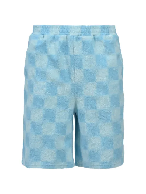 BREATH checkerboard-pattern terry-cloth shorts Blue BR26SSP1020ICE