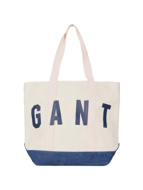 Gant logo-print panelled tote bag Neutrals 9970222
