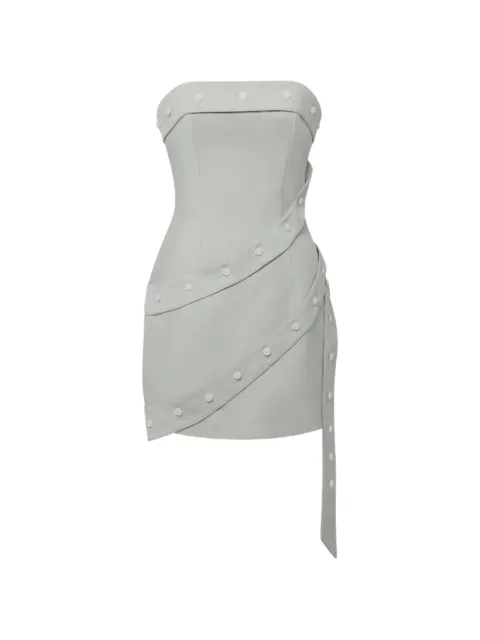 Stolen Stores button-embellished wrap-style mini dress Blue 010115392600DUSTYBLUE
