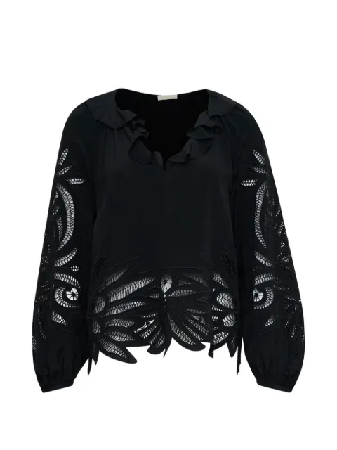 Ulla Johnson Adonis silk appliqué blouse Black SP26021700NOI