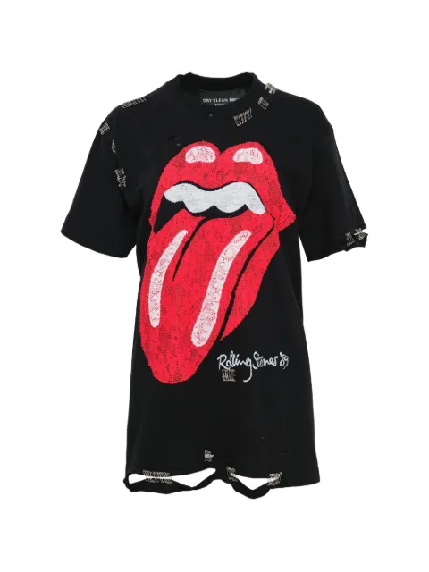 DRY CLEAN ONLY Amy distressed graphic-print T-shirt Black AMYTEE0200BK