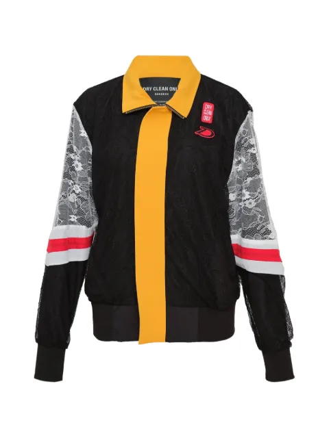 DRY CLEAN ONLY lace-panelled varsity jacket Black SS25JERSEYSPORTCLUB0900B
