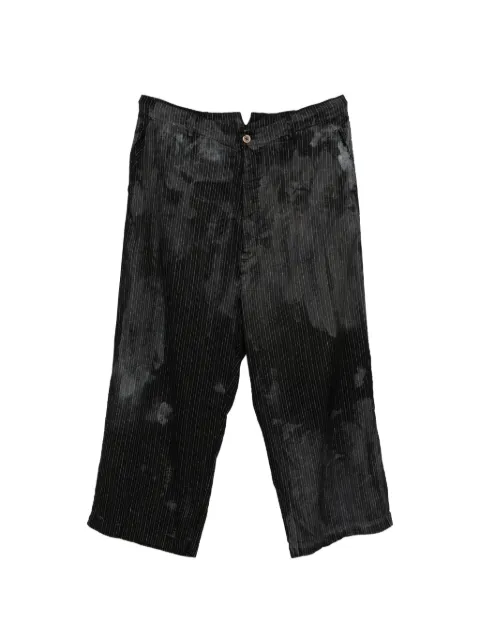Rundholz pinstripe-pattern bleached-effect trousers Black 4110116