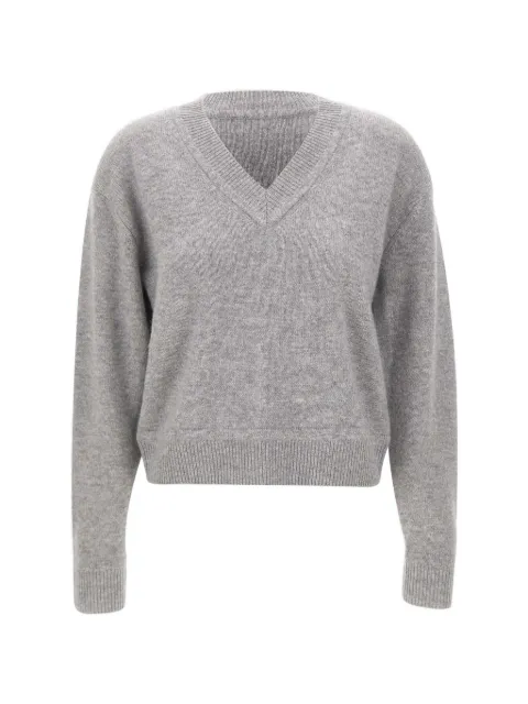 SWEET CASHMERE ribbed-trim V-neck cashmere sweater Grey 4707538CGRISCHINE