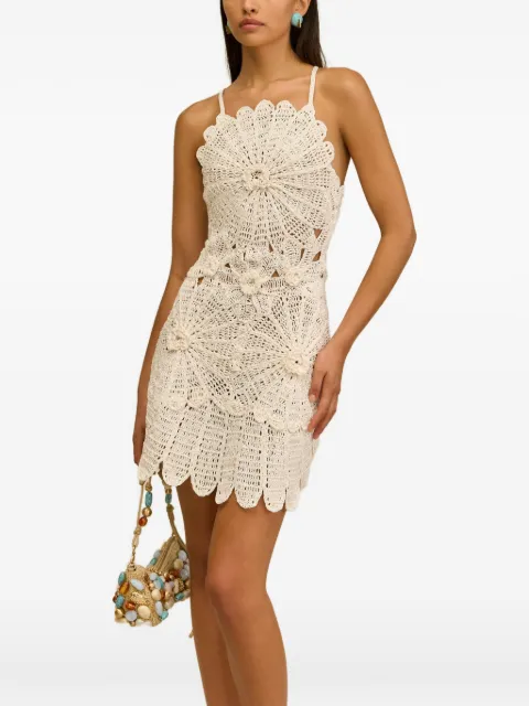 Cult Gaia Samelia crochet-knit scalloped-edge mini dress Neutrals DR35308YN1543